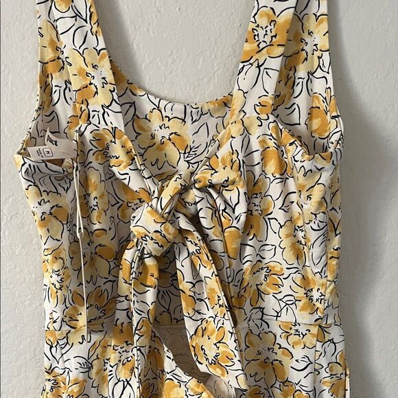 NWT Pact Reverie Floral Yellow Organic Cotton Tie Back Halter With Pockets in M - Picture 7 of 14